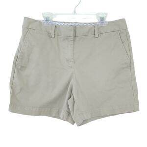 Lands End Not Too Low Shorts Beige Tan Chino Size 8 Women Flat Front